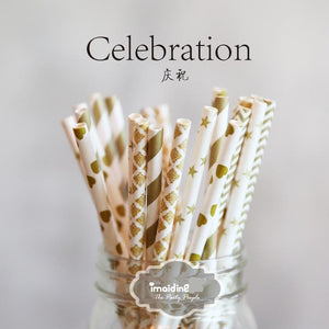 25pcs/lot New Paper Straws For Kids Birthday Wedding Decoration