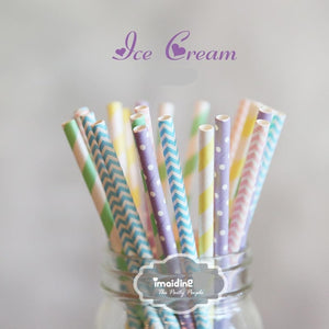 25pcs/lot New Paper Straws For Kids Birthday Wedding Decoration