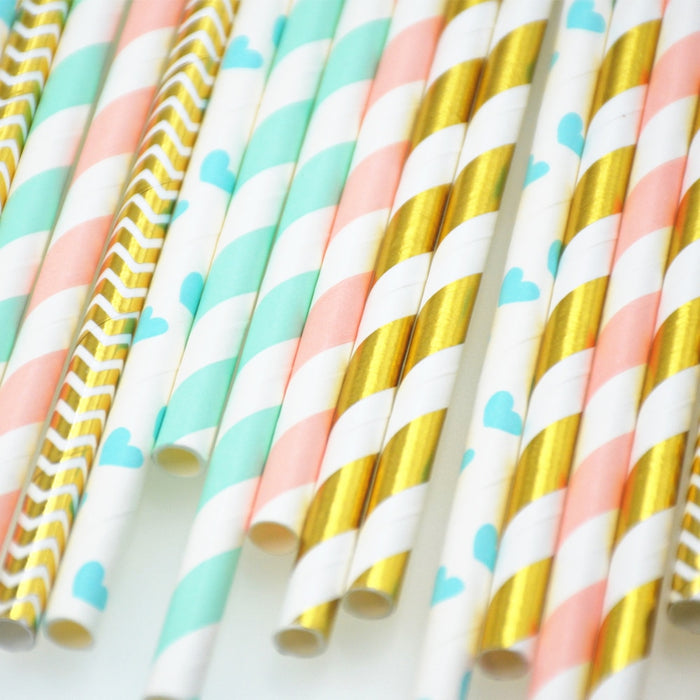 25pcs Paper Drinking Straws paper napkins Party  Paper Straws