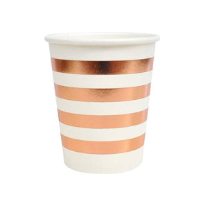 8Pcs Rose Gold Series Gilding Paper Straws/Cup/Plate/ Disposable Tableware Party Supplies