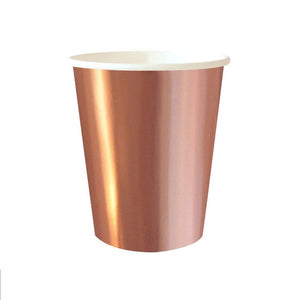 8Pcs Rose Gold Series Gilding Paper Straws/Cup/Plate/ Disposable Tableware Party Supplies