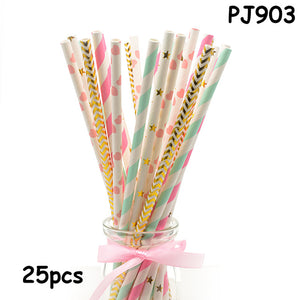 25pcs Paper Drinking Straws paper napkins Party  Paper Straws