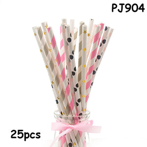 25pcs Paper Drinking Straws paper napkins Party  Paper Straws