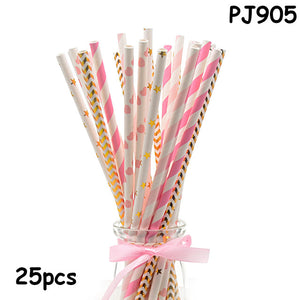 25pcs Paper Drinking Straws paper napkins Party  Paper Straws