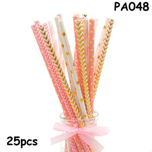 25pcs Paper Drinking Straws paper napkins Party  Paper Straws