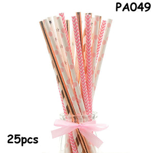 25pcs Paper Drinking Straws paper napkins Party  Paper Straws