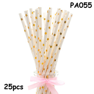 25pcs Paper Drinking Straws paper napkins Party  Paper Straws