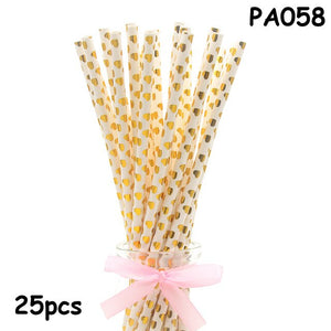 25pcs Paper Drinking Straws paper napkins Party  Paper Straws