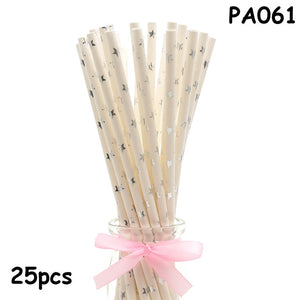 25pcs Paper Drinking Straws paper napkins Party  Paper Straws