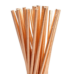 8Pcs Rose Gold Series Gilding Paper Straws/Cup/Plate/ Disposable Tableware Party Supplies